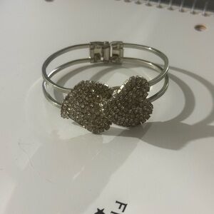 Heart pave cuff bracelet 8”